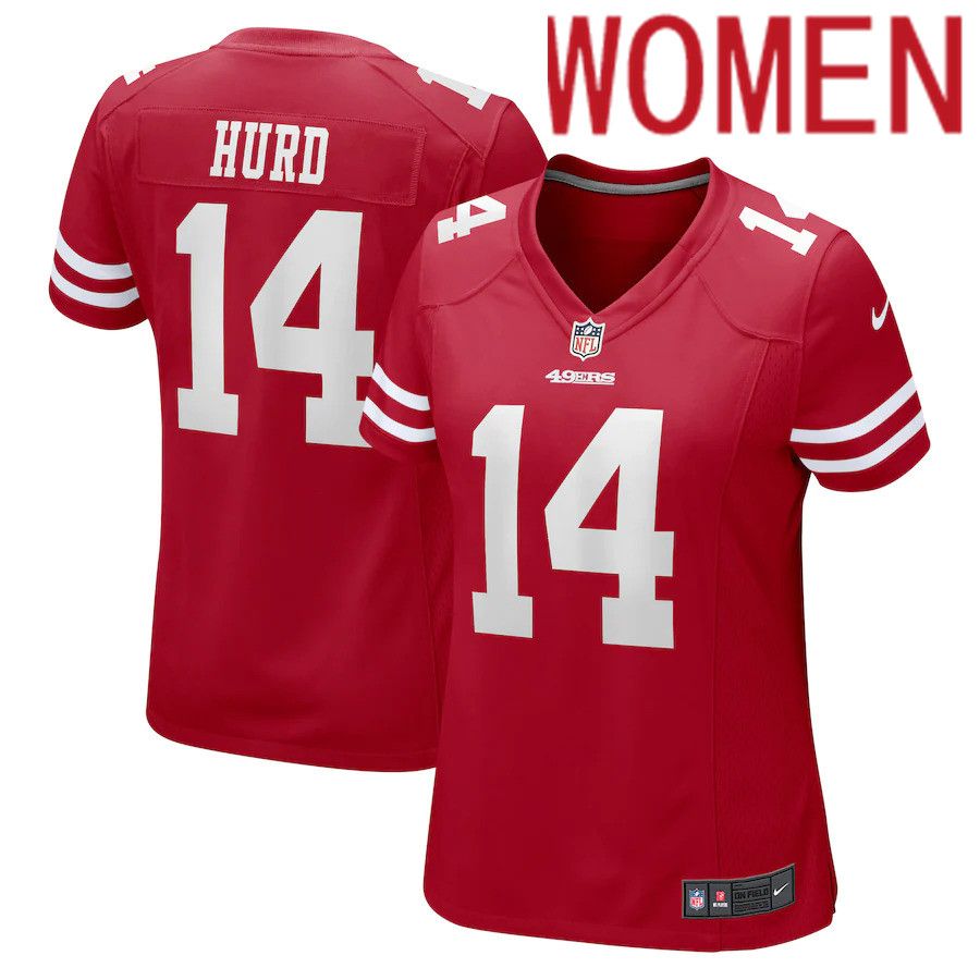 Women San Francisco 49ers #14 Jalen Hurd Nike Scarlet Game NFL Jersey->women nfl jersey->Women Jersey